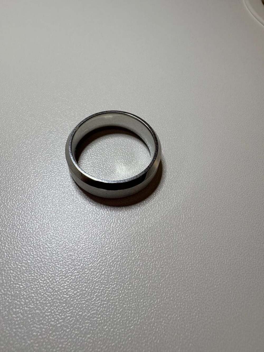 Cobalt Chrome Men's Wedding Band, Size 12, Beveled Edge Brushed Finish